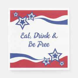 Servilleta De Papel Patriótico Rojo, Blanco y Azul