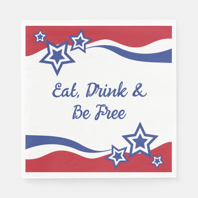 Servilleta De Papel Patriótico Rojo, Blanco y Azul (Anverso)