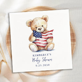 Servilleta De Papel Patriótico Teddy Bear Red White Blue Baby Shower