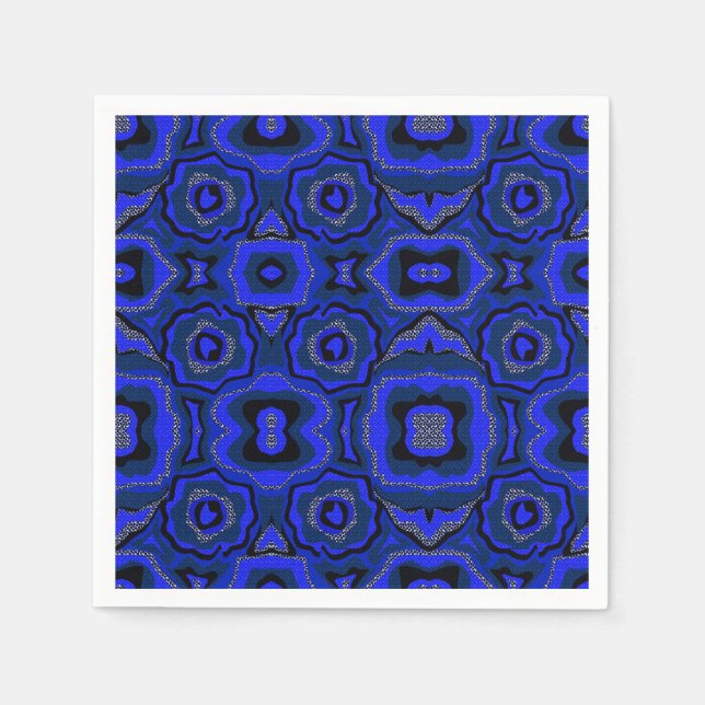 Servilleta De Papel Patrón abstracto azul negro e índigo. (Anverso)