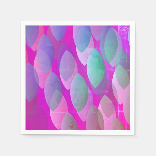 Servilleta De Papel Patrón abstracto moderno | Magenta Púrpura Rosa Ve (Anverso)