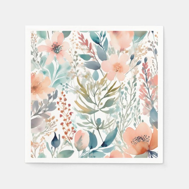 Servilleta De Papel Patrón acuarela Floral vintage (Anverso)