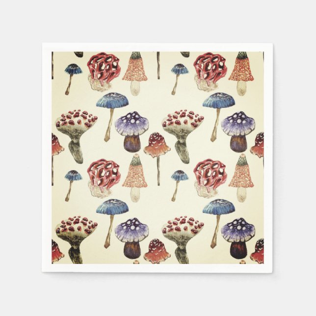Servilleta De Papel Patrón acuático con hongos coloridos (Anverso)