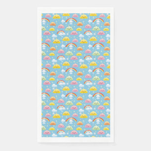 Servilleta De Papel Patrón alegre con nubes sonrientes y arcoiris