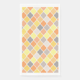 Servilleta De Papel Patrón amarillo, naranja y quatrefoil gris