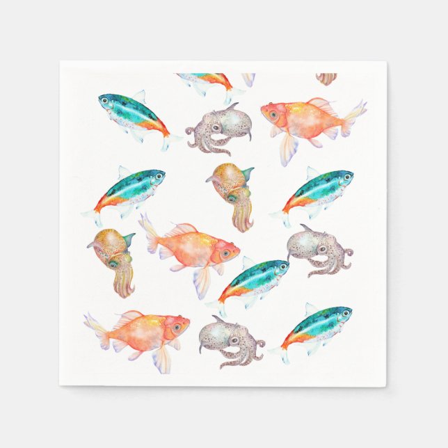 Servilleta De Papel Patrón animal marino (Anverso)