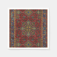 Patrón Antiguo de Alfombra Persa Rojo Azul Arabesc