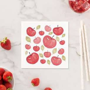 Servilleta De Papel Patrón Apple Watercolor Pintado a Mano