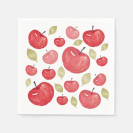 Servilleta De Papel Patrón Apple Watercolor Pintado a Mano