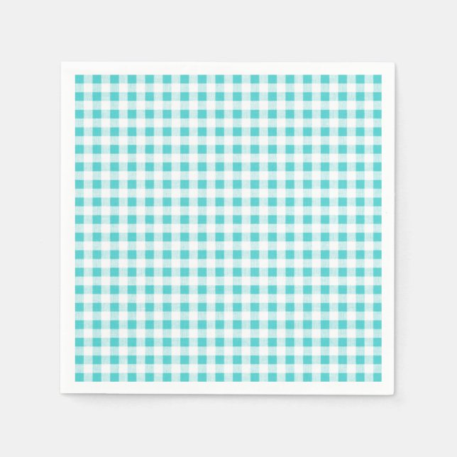 Servilleta De Papel Patrón Aqua White Gingham (Anverso)