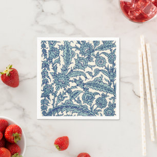 Servilleta De Papel Patrón árabe floral azul