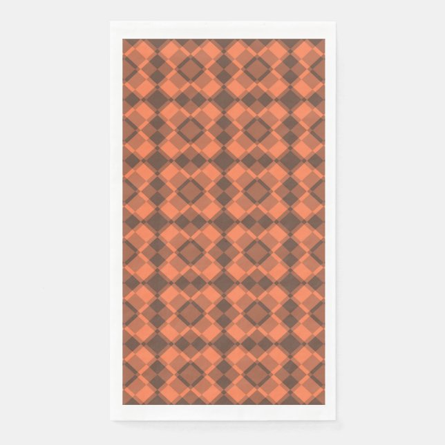 Servilleta De Papel Patrón Argyle de Cuadros Marrón Coral (Anverso)
