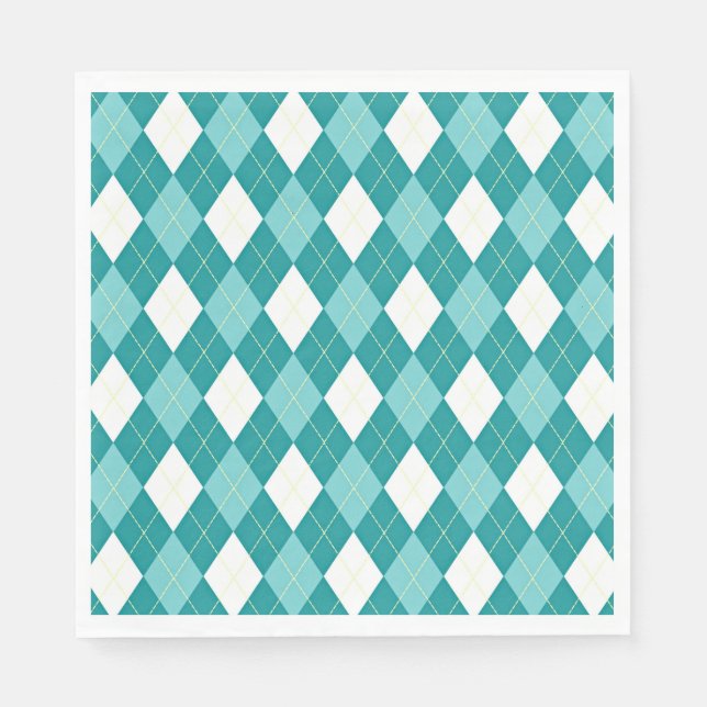 Servilleta De Papel Patrón argyle turquesa (Anverso)