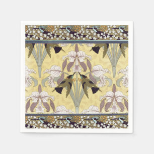 Servilleta De Papel Patrón Art Nouveau de Orquídea Colibrí Vintage