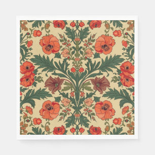 Servilleta De Papel Patrón Art Nouveau floral de amapolas de William M