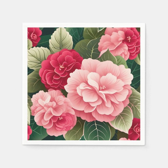 Servilleta De Papel Patrón audaz de hojas y flores de Begonia (Anverso)