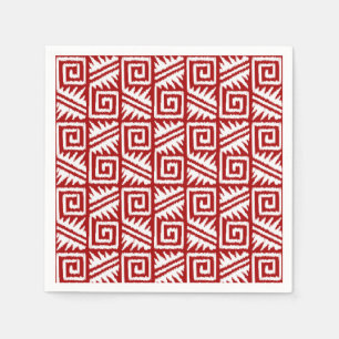 Servilleta De Papel Patrón Aztec Ikat - rojo oscuro y blanco