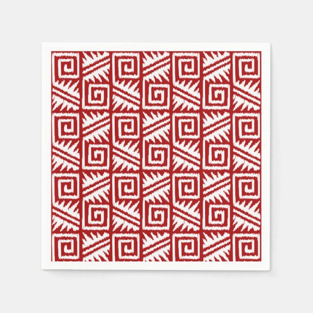 Servilleta De Papel Patrón Aztec Ikat - rojo oscuro y blanco (Anverso)