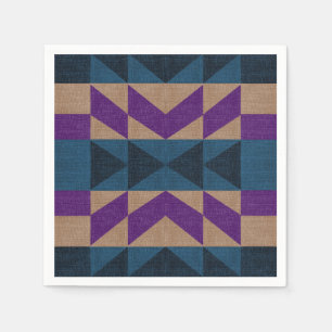 Servilleta De Papel Patrón azteca azul púrpura