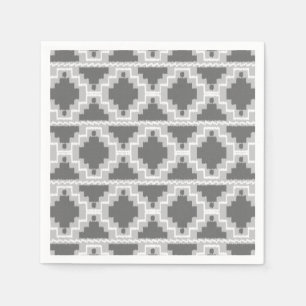 Servilleta De Papel Patrón azteca Ikat - gris oscuro y claro / gris