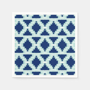 Servilleta De Papel Patrón Azteca Ikat - Índigo y azul claro