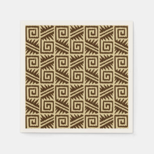 Servilleta De Papel Patrón Azteca Ikat - Marrón Oscuro y Beige