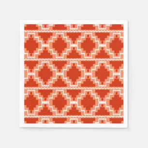 Servilleta De Papel Patrón Azteca Ikat - Óxido, Naranja y blanco