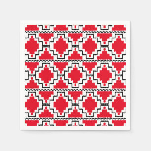 Servilleta De Papel Patrón Azteca Ikat - Rojo, Negro y Blanco