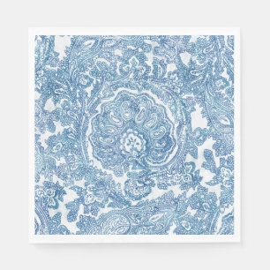 Servilleta De Papel Patrón azul Boho Paisley