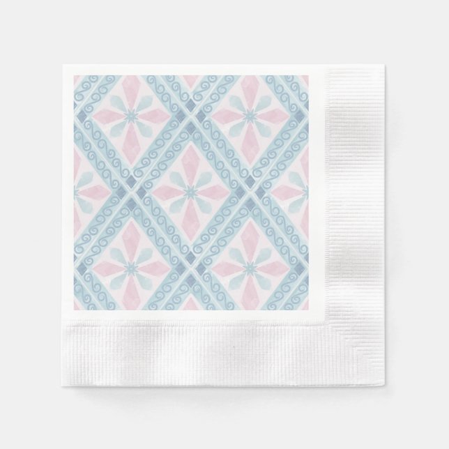 Servilleta De Papel patrón azul en forma de diamante (Anverso)