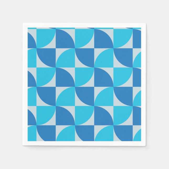 Servilleta De Papel Patrón azul y turquesa abstracto de mediados de si (Anverso)