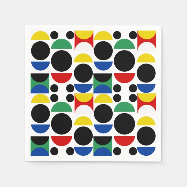 Servilleta De Papel Patrón Bauhaus escandinavo de mediados del siglo (Anverso)