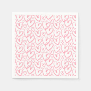Servilleta De Papel Patrón blanco rosado del corazón del pincel modern