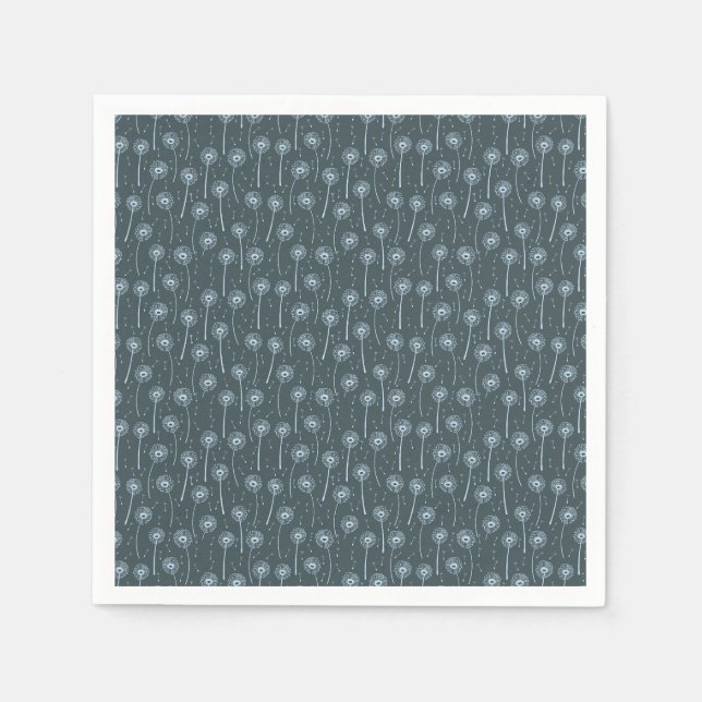 Servilleta De Papel Patrón bohemio de cian azul de dientes de león (Anverso)