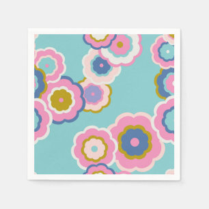 Servilleta De Papel Patrón boho floral retro de los 70