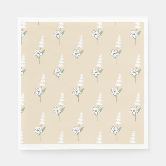 Servilleta De Papel Patrón Botánico Bohemio Beige Floral (Anverso)