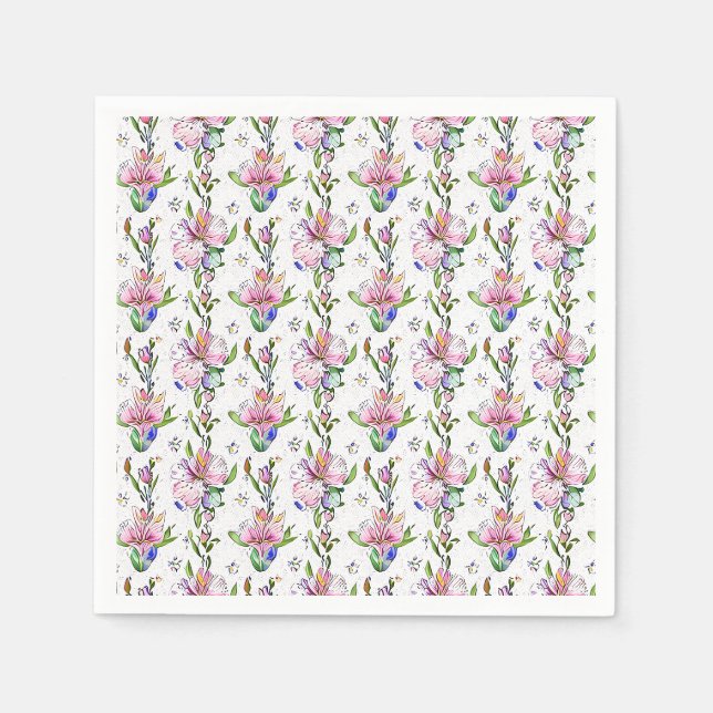 Servilleta De Papel Patrón botánico colorido - Flora artística (Anverso)
