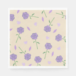 Servilleta De Papel Patrón botánico de Boho floral beige morado Rosa