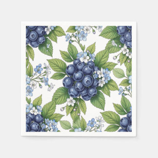 Servilleta De Papel Patrón Botánico de Flor de Arándano Azul Vintage