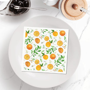 Servilleta De Papel Patrón Botánico Floral de Citricos Naranja de Vera