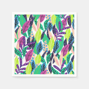 Servilleta De Papel Patrón botánico tropical moderno y colorido