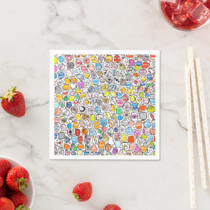 Servilleta De Papel Patrón caprichoso dibujado a mano lleno de color