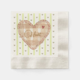 Servilleta De Papel Patrón cardíaco de caligrafía tierno Green Brown
