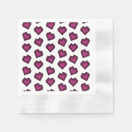 Servilleta De Papel Patrón cardíaco de guijarros rosados magenta oscur