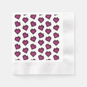Servilleta De Papel Patrón cardíaco de guijarros rosados magenta oscur