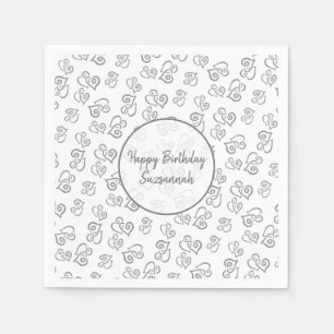 Servilleta De Papel Patrón cardíaco gris personalizado 