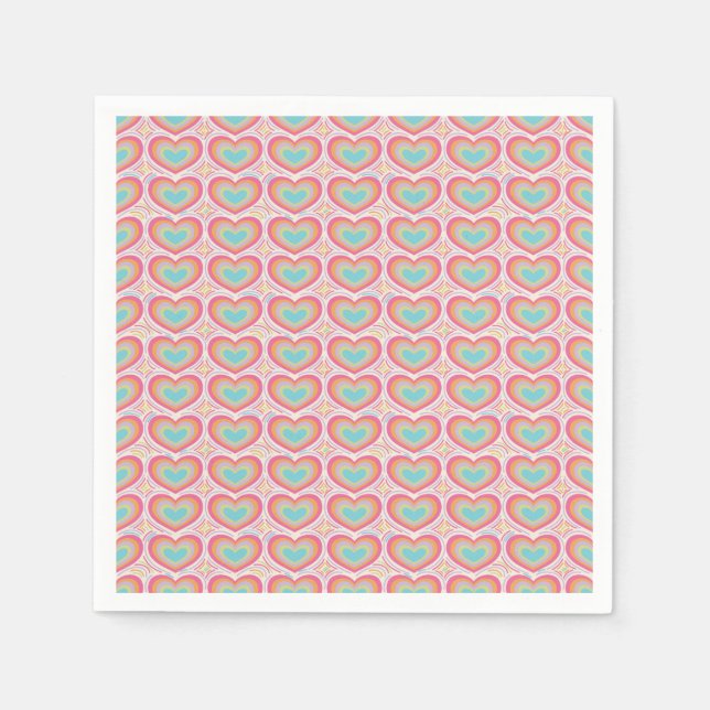 Servilleta De Papel Patrón cardiaco retro Groovy (Anverso)