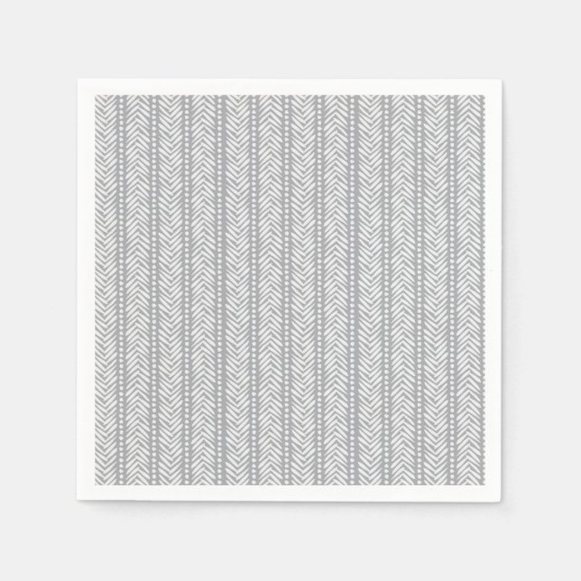 Servilleta De Papel Patrón Chevron dibujado a mano gris (Anverso)