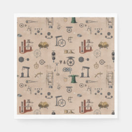 Servilleta De Papel Patrón científico mecánico de la ingeniería antigu