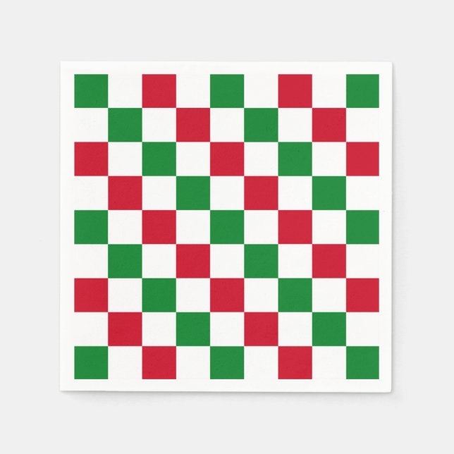 Servilleta De Papel Patrón clásico de ajedrez de Navidad (Anverso)